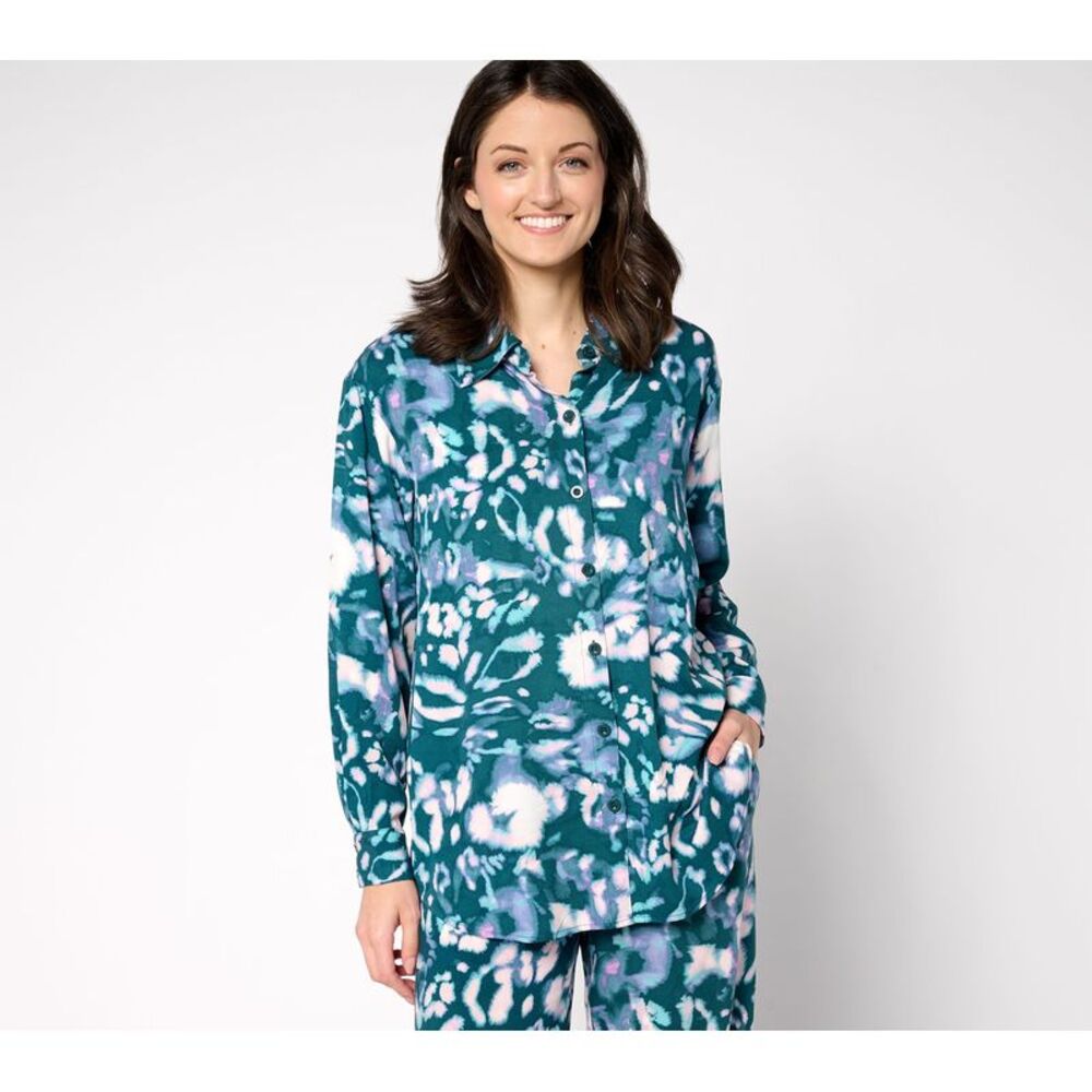 Top Knot Women's Sz S Duet Dressing Long Sleeve Printed Multi-colored A686158